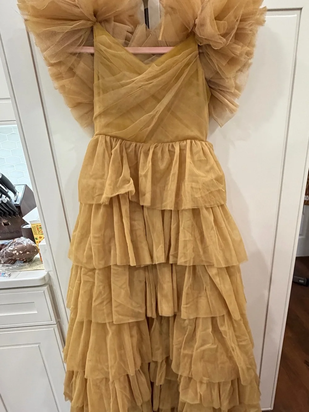 Joyfolie Girls' Briony Formal Ruffled Tulle Gown in Butterscotch